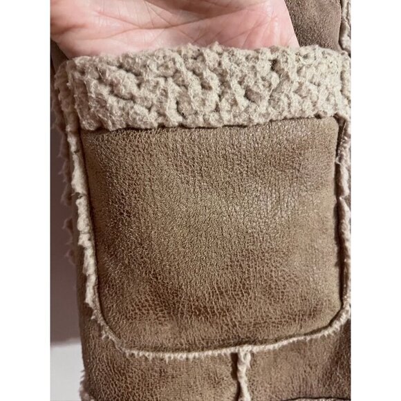 Sherpa Vest Fleece S Brown Western Boho Hippie Indie Folk Neutral Cowgirl 80s - Picture 2 of 12